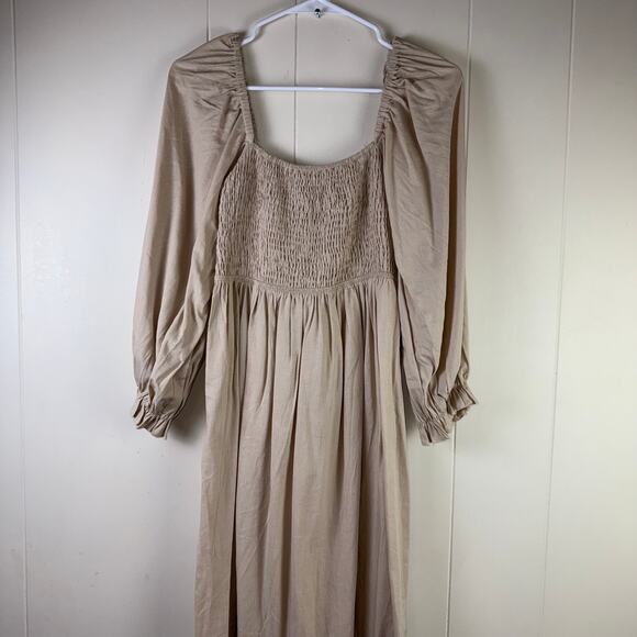 The Puff Sleeve Linen Dress - Thoughtless - Picture 4 of 9